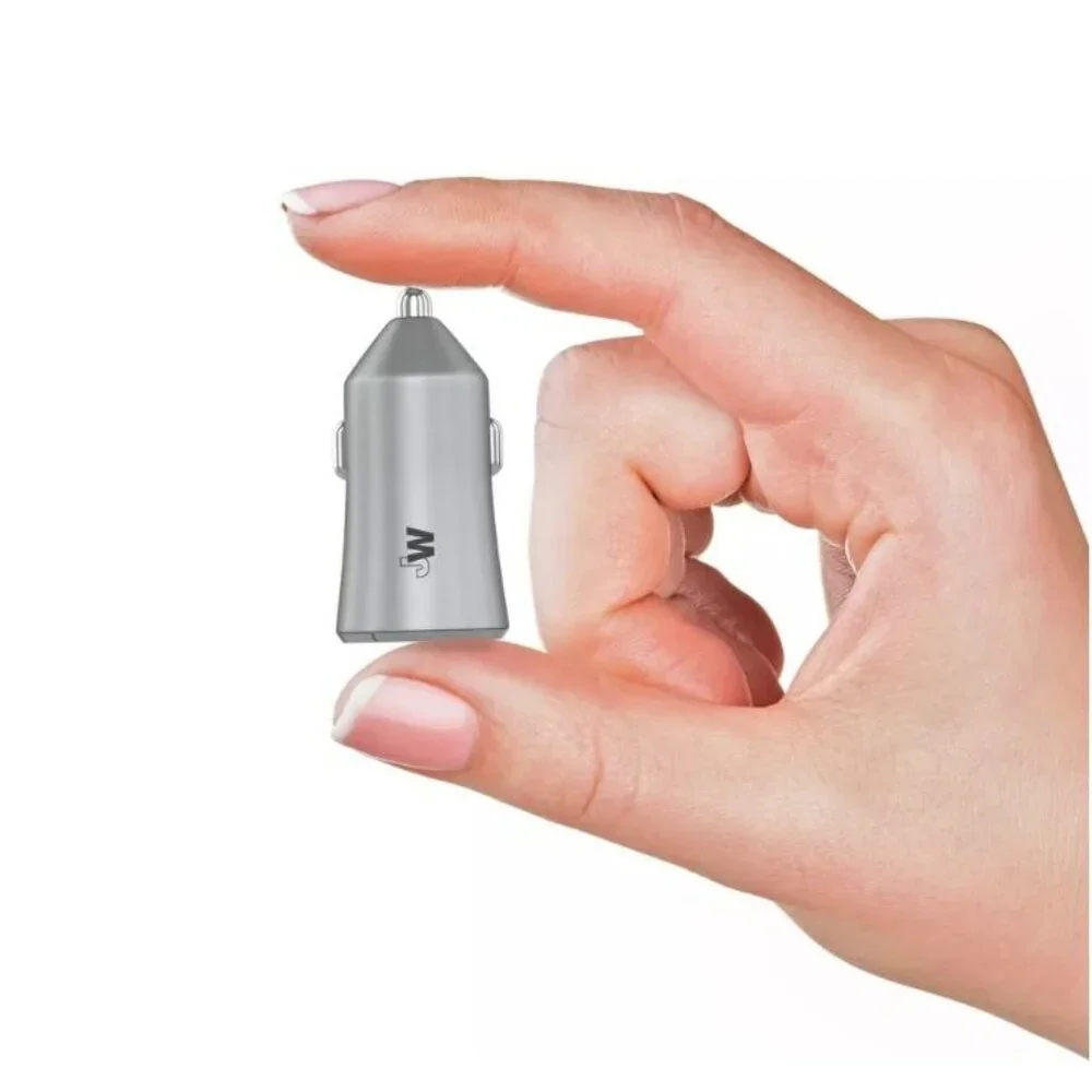 Just Wireless 3.4A Dual Port USB-A and USB-C Car Charger Gray